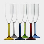 Marine Business Champagneglas i plast Party Colors, transparent/flerfärgad, 17 cl, 6-pack