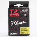 Brother P-Touch Cube Brother P-Touch Tape Sort på Gul 12mm Ekstra Klebende (8m) TZE-S631 (Kan sendes i brev) 50210392