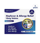 Bells Hayfever and Allergy Relief 10mg Tablets - 30 Tablets (3 Packs) Bundle