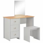 Sminkbord med spegel och pall grå 104x45x131 cm