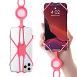 Bone Lanyard Phone Tie 2, Cell Phone Lanyard Neck Phone Strap Upgraded for iPhone 13 12 Mini Pro 11 Pro Max 11 Samsung Galaxy S Pixel, Smartphone Case Silicone Straps (Pink / 4-6.7 inch)