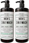 Dead Sea Collection 3 in 1 Mens Shower Gel Eucalyptus & Mint - Body Wash, for -