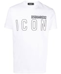 Dsquared2 Mens Icon Outline T-shirt in White Cotton - Size X-Large