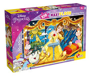 Lisciani, Maxi Puzzle pour enfants a partir de 4 ans, 108 pièces, 2 en 1 Double Face Recto / Verso avec le dos à colorier - Disney La Belle et la Bête - 91775