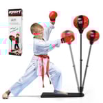 COSTWAY Punchingball-bokssäck med justerbar höjd 85-130CM, pump och boxningshandskar ingår, för barn över 8 år.