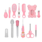 (Pink)Baby Healthcare Kit Scissors Nail Clippers Tweezers Feeding Spoon SG5
