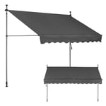 Balkong Solskydd Markis 300x120 cm, Höjdjusterbar, Vattentät med Handvev Grå MultiGarden