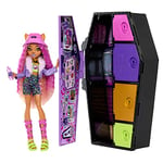 Monster High Doll and Fashion Set, Clawdeen Wolf with Dress-Up Locker and 19+ Surprises, Skulltimate Secrets, HKY61