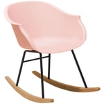 Beliani - Petit Fauteuil Chaise à Bascule Assise en Plastique Rose et Pieds en Bois Design Rétro Scandinave pour Salon au Style Nordique Moderne