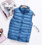 SKYROPNG Women'S Lightweight Padded Vest,High Collar Puffer Body Warmers Blue Waistcoat,Packable Water Repellent Sleeveless Tops,Zipped Pockets Casual Jacket - For Winter Travelling,4Xl