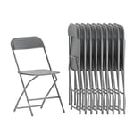 Flash Furniture Hercules Series Plastic Folding Chair-10 Pack 650LB Weight Capacity, Grey, Set of 10