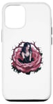 Coque pour iPhone 15 Femme en rose noire avec épines, style gothique