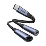 Joyroom Ljudadapter USB-C till 3,5 mm AUX & USB-C - Svart