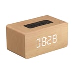 GALIMAXIA Double Speakers Wood Wireless Bluetooth Speaker Support Clock FM Sound System 3D Stereo Music Surround Speaker For Phone PC Bring you an excellent experience (Color : Yellow)