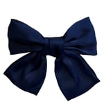 DARK Satin Bow Hair Clip Navy Blue