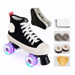 Skates Double Row Light-Up Four Wheel Roller Skates High-Top Leather Boots Roller Shoes Adult Street Fashion, Boys Girls Universal Walking Shoes,34