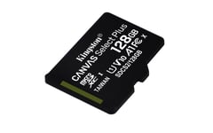 Kingston Canvas Select Plus SDCS2/128GB minneskort med adapter (128GB; Class 10, Class U1, V10; + adapter)
