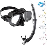 Cressi Marea Vip - Combo Set Marea Mask + Snorkel Mexico Diving and Snorkelling, Black/Black, One Size, Unisex Adult