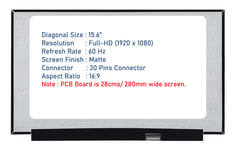 REPLACEMENT ASUS TUF FX505DY 15.6" LAPTOP LED IPS MATTE SCREEN 30 PINS PANEL