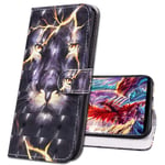 MRSTER Samsung M11 Case Leather, Flip 3D Premium Soft PU Leather Wallet Cover with Stand Magnetic Card Holder Shockproof Protective Case for Samsung Galaxy M11 / A11. CY Thunder Lion
