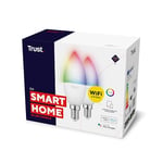 Trust WiFi E14 Smart Bulb, Colour Changing Candle Bulb, Works with Alexa and Google Home, No Hub Required, 2.4GHz WiFi Bulb, Small Screw Smart Light Bulb, White & Colour [Amazon Exclusive] - 2 Pack