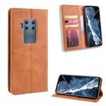 Motorola One Zoom - Retro Läderfodral / plånboksfodral Ljus brun