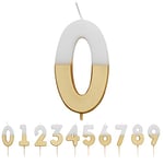 Talking Tables- Bougie numéro 0 pour gâteaux, BDAY-CANDLE-GLDV2-0, White/Gold, 8 cm
