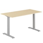 Fast skrivbord, grått stativ, björk bordsskiva 140x80cm