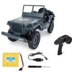 ZH 1: 10 RC Model Remote Control Toy Car Simulator WW2 Military Jeep Four-Wheel Drive Off-Road Convertible 2.4G,Gray