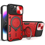 SKALO iPhone 15 Armor hybridi magnetrengas kameran liukusäädin - Punainen