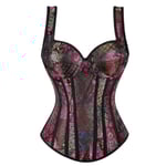 Jacquardvävd korsett i gotisk punk-stil med halterneck PUrple L