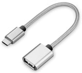USB-C OTG adapter - USB-C han / USB-A 2.0 hun - Sølv