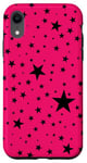 Coque pour iPhone XR Rose et noir, étoiles