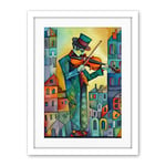 Artery8 Fiddler On The Roof Folk Art Watercolour Painting Artwork Framed Wall Art Print 18X24 Inch