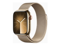 Apple Watch Series 9 (GPS + Cellular) - 41 mm - guld, rostfritt stål - smart klocka med milanesisk loop - 64 GB - Wi-Fi, LTE, UWB, Bluetooth - 4G - 42.3 g