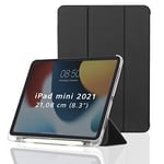 Hama Étui de Protection à Rabat pour Apple iPad Mini 2021 avec Fonction Support et Compartiment pour Stylo, Dos Transparent et Fermeture magnétique Noir