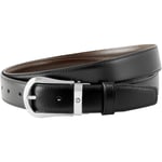 Montblanc Belt Rounded Trapeze Shiny Palladium Coated Pin Buckle Black Brown