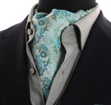 Aqua Mens Cravat Ascot Tie Neck Scarf Paisley Teal Blue Green Blue Floral UK