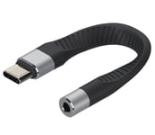 NÖRDIC kort flatkabel 14 cm USB-C til 35 mm lydadapter DAC USB-C hodetelefonadapter