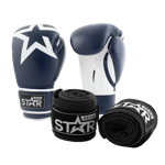 Star Gear Leather Boxing Gloves, Patriot Blue + få Hand Wraps på köpet
