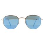 Ray-Ban Sunglasses Hexagonal 3548N 001/9O Gold Light Blue Gradient Mirror 54mm