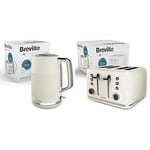 Breville Zen Cream Electric Kettle and Breville Zen 4-Slice Cream Toaster | Cream & Silver Chrome [VKT251 + VTR028]