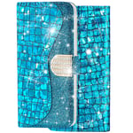 C-Super Mall-UK Samsung Galaxy Note20 Ultra Wallet Case,3D Diamond Bling Glitter Folio Flip Case Cover with Card Slots & Stands for Samsung Galaxy Note 20 Ultra,Blue