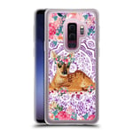 Head Case Designs Official Monika Strigel Fawn Lace Flower Friends 2 Purple Clear Hybrid Liquid Glitter Compatible for Samsung Galaxy S9+ / S9 Plus
