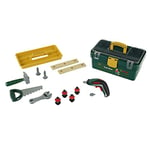 Theo Klein 8609 Bosch Tool Box I With Ixolino Battery-Powered Cordless Screwdriver I Includes Lots of Tools Such as Hammer, Saw, Adjustable Wrench I Dimensions: 32 cm x 20.5 cm x 15 cm