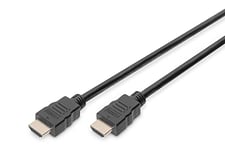 DIGITUS Câble de connexion HDMI Premium High Speed, type A mâle/mâle - HDMI 2.0-2.0m - avec canal Ethernet - Ultra HD 4k/60Hz - compatible avec TV/projecteur/moniteur - contacts dorés - Noir