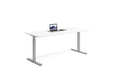 Wulff Höj och sänkbart skrivbord 180x80cm Färg på stativ: Silvergrå - bordsskiva: Vit