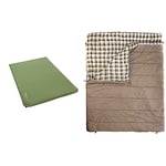 Vango Odyssey 7.5 Double Self Inflating Sleep Mat, Epsom Green, 7.5cm [Amazon Exclusive] & Accord Square Sleeping Bag, Khaki, Double [Amazon Exclusive]