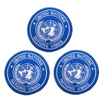 3 Pack United Nations UN Flag Patch Embroidered Iron On Sew On Patch - Emblem Tactical Military Morale Funny Patches Badges Appliques with Fastener Hook and Loop Backing