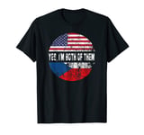 Duel Flag Design Czech Republic and American duel citizen T-Shirt